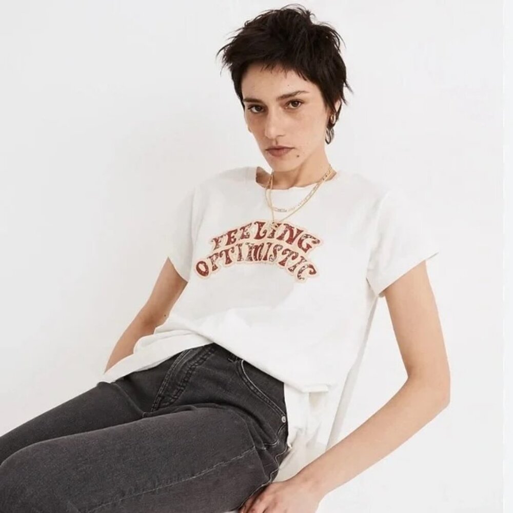 Madewell Rivet & Thread Feeling Optimistic Graphic Tee – Size M